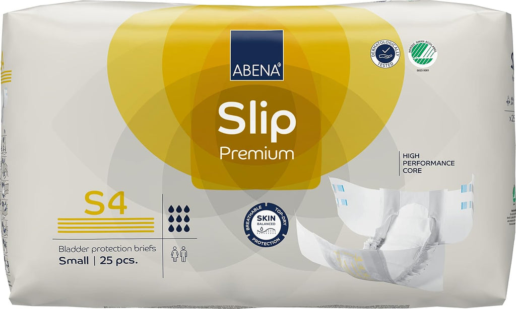 Abena Slip Premium Incontinence Briefs, Level 4, (Small to Extra Large Sizes), Small, 75 Count