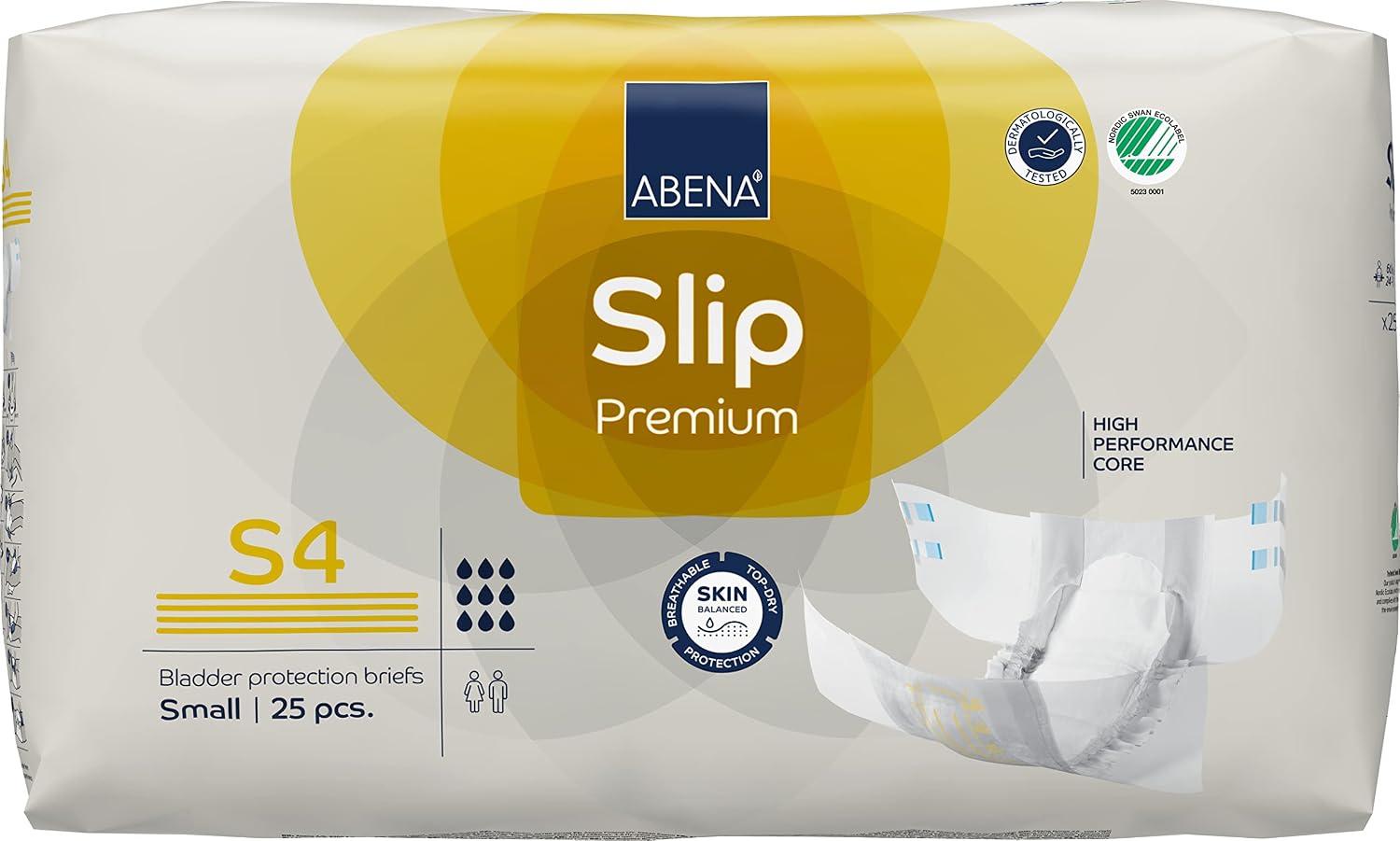 Abena Slip Premium Incontinence Briefs, Level 4, (Small to Extra Large Sizes), Small, 75 Count