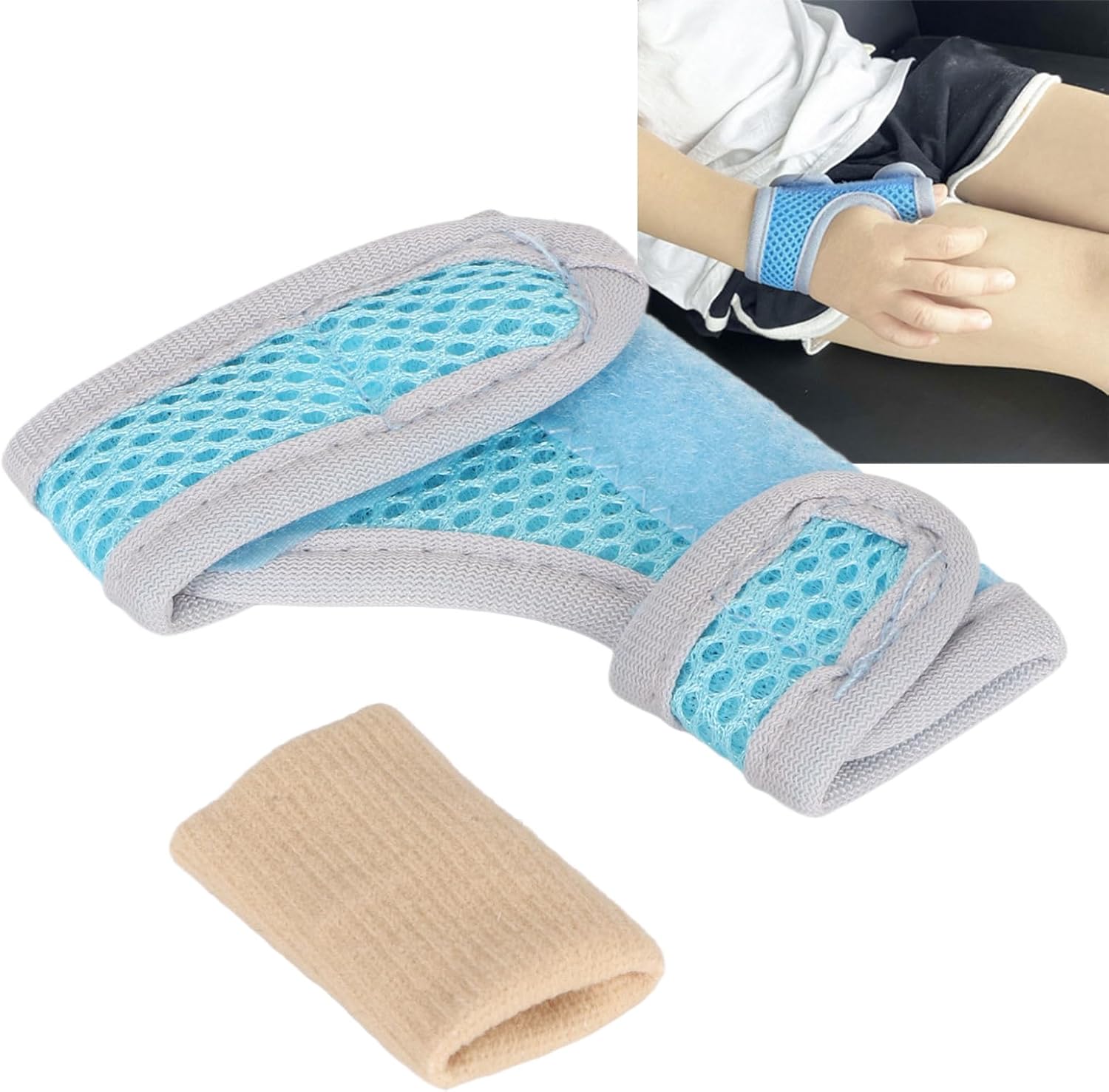 Semme Left Hand Thumb Splint for Kids, Thumb Wrist Stabilizer, Thumb Brace Corrector, with Finger Sleeve, Joint Correction Support Brace, (s)