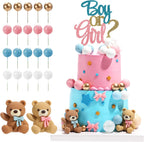 23 PCS Gender Reveal Cake Toppers, Beaer Balls Cake Decorations with Boy or Girl for Gender Reveal Baby Shower Party Supplies