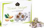 Cerez Pazari Turkish Delight Pistachio Candy, Gourmet Premium Vegan Sweets Small Gift Box, Luxury Traditional Confectionery Loukoumi, Soft Candy Dessert Glucose-Free Lokum, 7.4 oz.