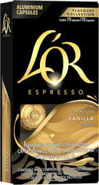 L'OR Espresso Capsules, 10 Count Vanilla, Single-Serve Aluminum Coffee Capsules Compatible with the L'OR BARISTA System & *Nespresso Original Machines, 10 Count (Pack of 1)