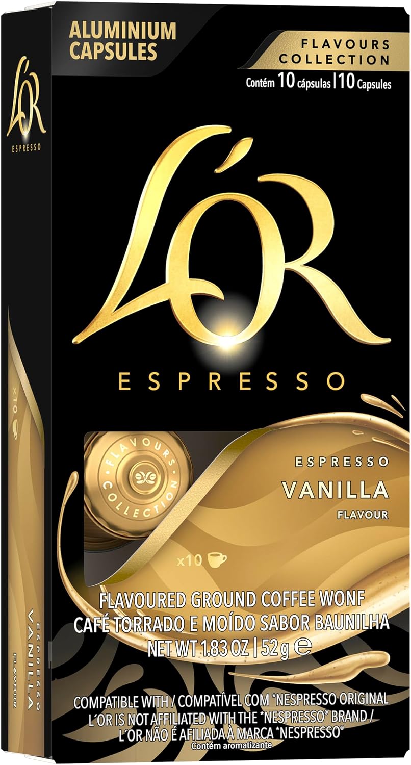 L'OR Espresso Capsules, 10 Count Vanilla, Single-Serve Aluminum Coffee Capsules Compatible with the L'OR BARISTA System & *Nespresso Original Machines, 10 Count (Pack of 1)