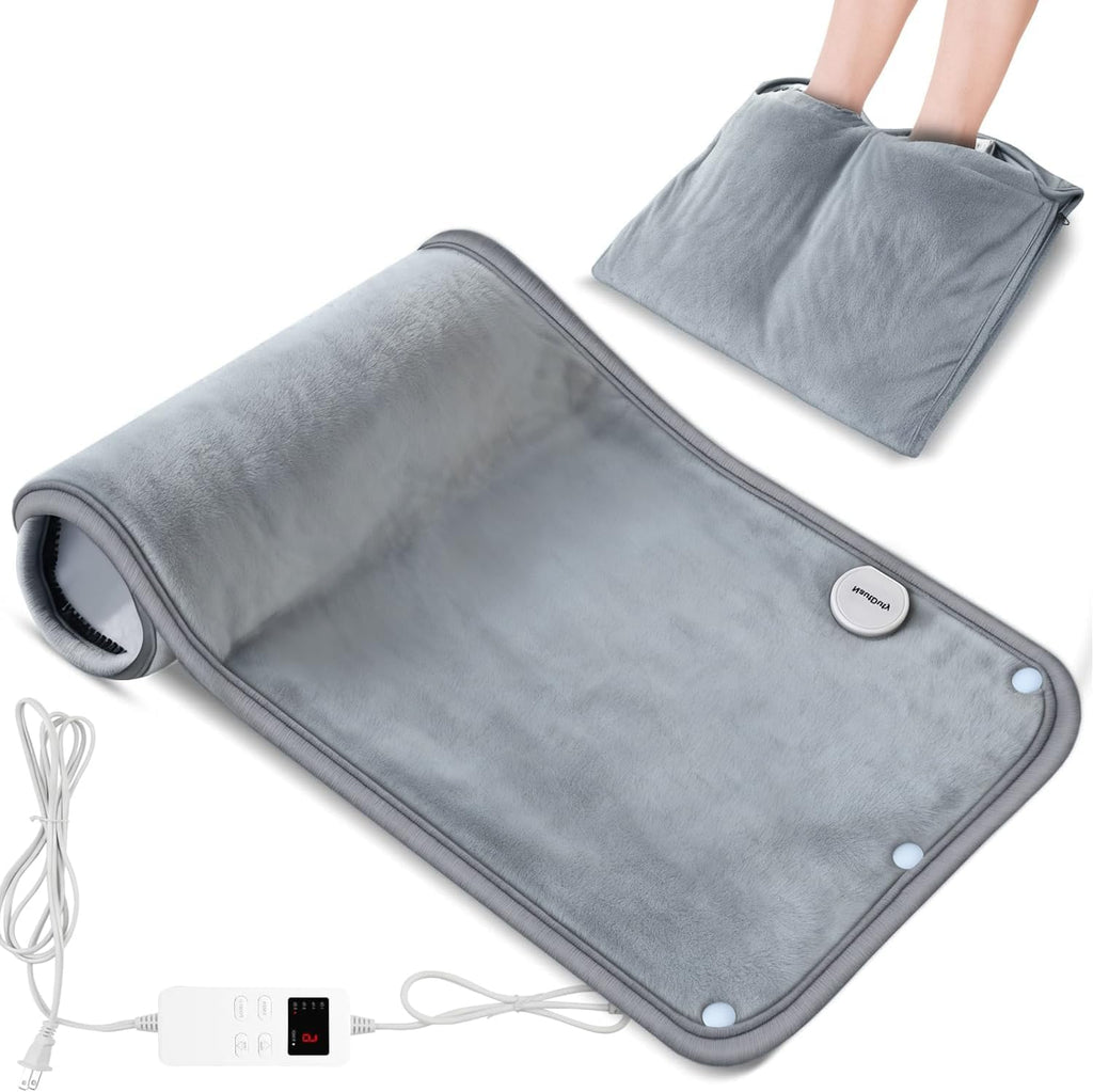 Heating Pad Extra Large & Foot Warmer 2 in 1, XXL Heating Pad 21x33“ for Back Belly Lower Back Warm Up, Sewn in Zippers More Functional, Electric Heat Pad 4-Hour Auto Off/6 Heat/6 Timer/Washable