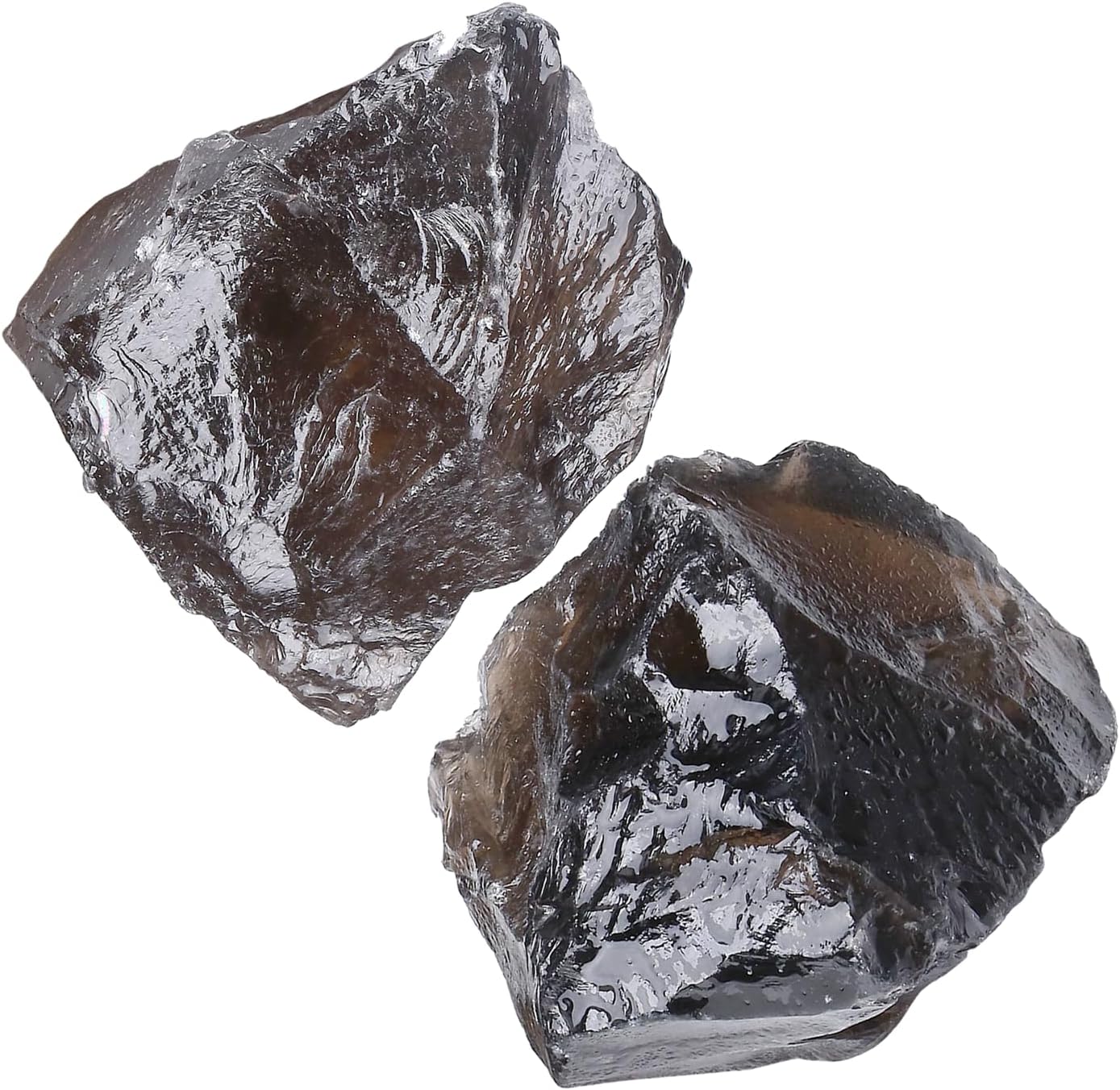 2Pcs Smoky Quartz 1.8-2.2" Large Natural Crystal Raw Healing Crystals Stones Rough Natural Smoky Quartz Crystal Rocks for Polishing Wrapping Wicca & Reiki Cabbing DIY Wire Decoration Gifts
