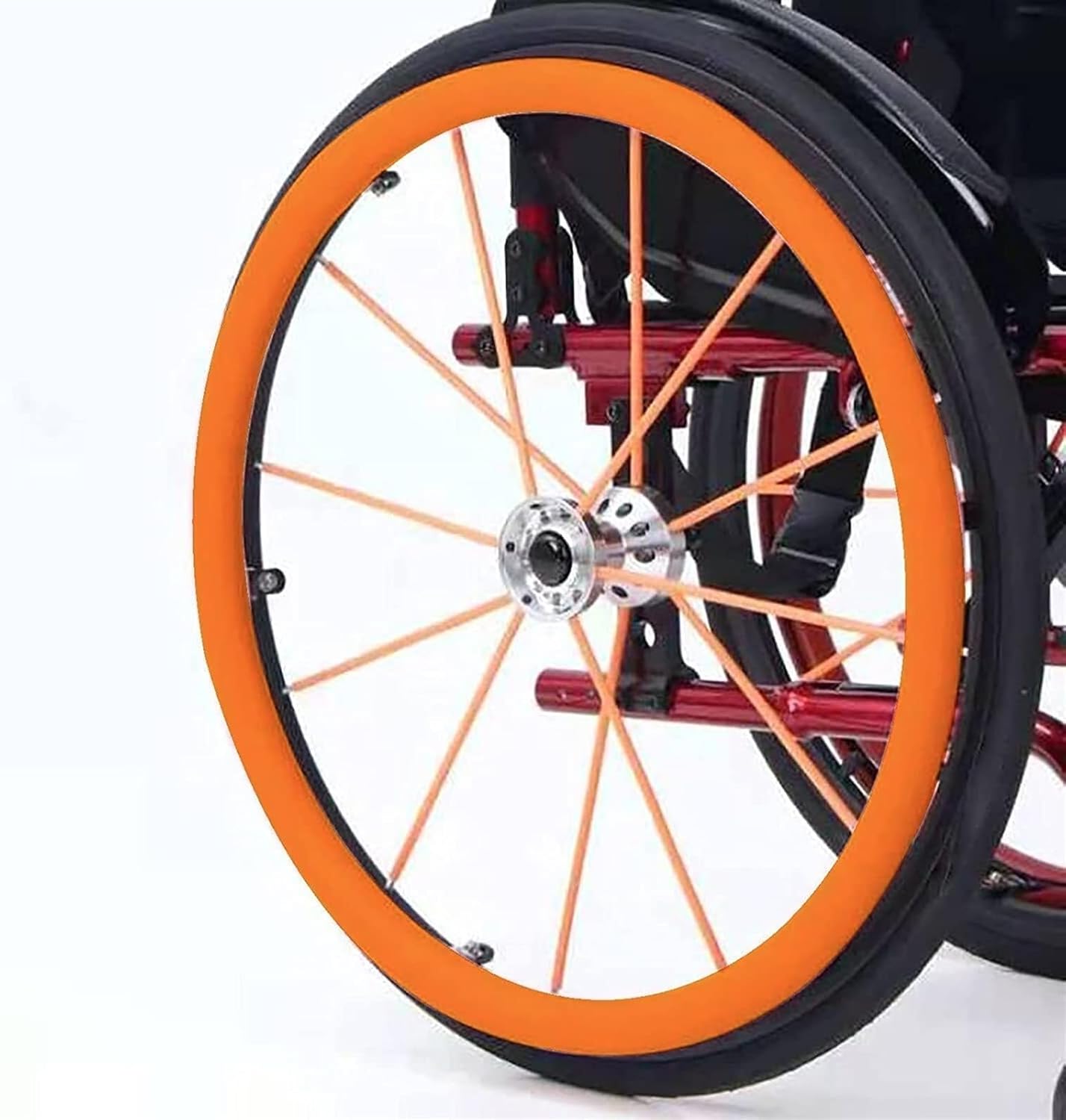 24-Inch,1Pair Wheelchair Push Rim Covers, Silicone Hand Push Cover, Rear Wheel Sports Wheelchair Cover, Non-Slip Wear-Resistant Hand Push Cover, Improve Grip and Traction, Orange