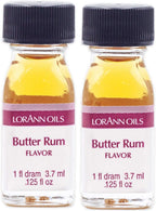 LorAnn Oils Super Strength Flavoring - Used For Candy Making, Flavoring, Baking, Hard Candy, & Flavor Oils - Bold, Natural Flavors 4X Stronger Than Extracts - Butter Rum, Pack of 2, 0.125 fl oz