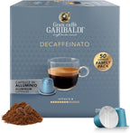 Gran Caffè Garibaldi Decaffeinated Espresso Pods, Italian Roast Coffee, Decaf Capsules Compatible with Nespresso Original Line Machines, Nitrogen Flushed, Intense & Rich Aroma - Decaffeinato (Aluminum) 50 Cups