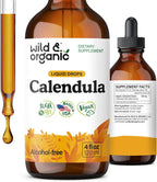 Wild & Organic Calendula Flowers Supplement - Antioxidant, Immune & Skin Support - Add to Tea Extract Drops - Calendula Herb Tincture - Vegan, Alcohol & Sugar-Free - 4 fl oz