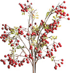 Firlar Artificial Red Berry Branch Long Stem Berry Picks, 4 PC 27.5 Inch Faux Holly Artificial Berry Branches Bouquet for Vase Wedding Christmas Decor