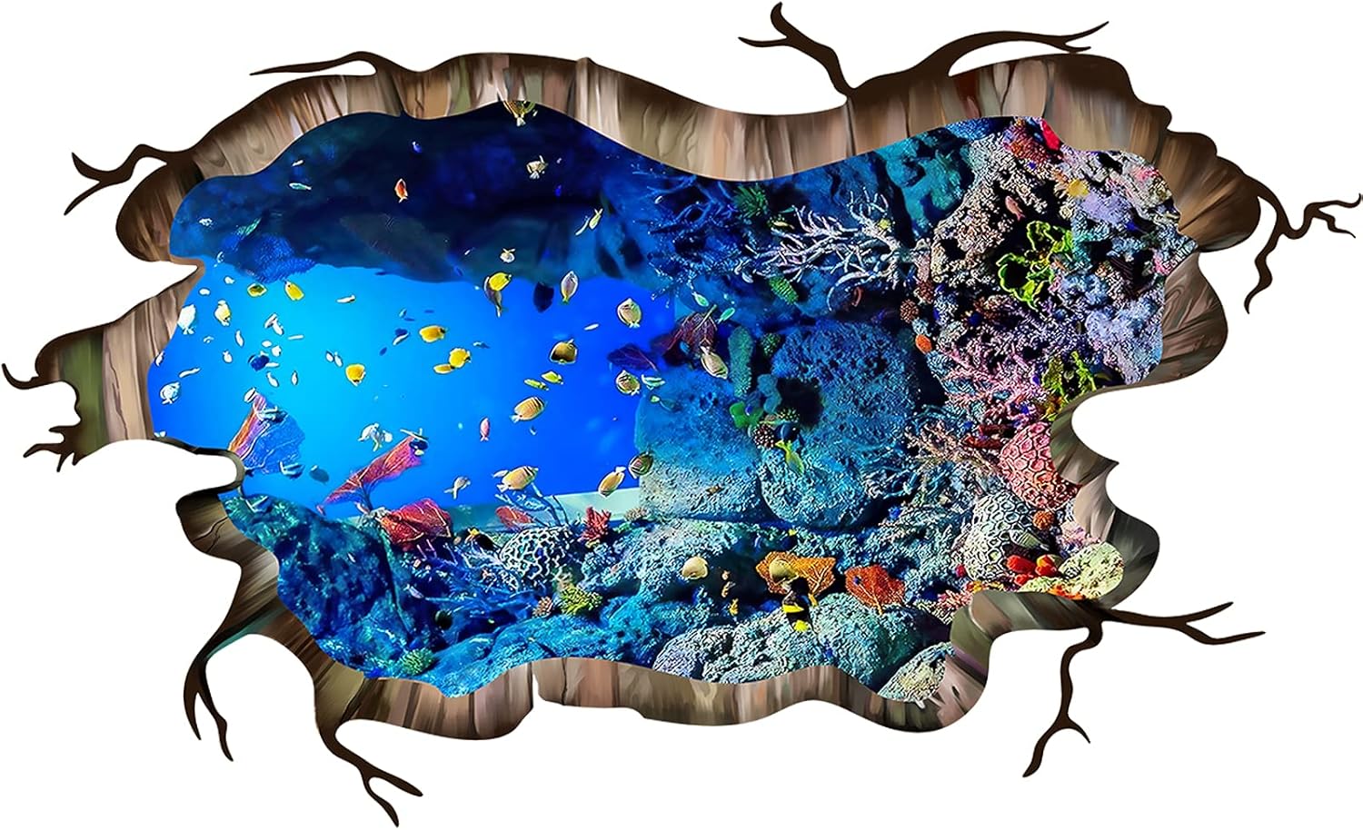 3D Under The Sea Fish Floor Wall Decals, FODIENS Ocean Sea Life Wall Stickers, Removable Peel and Stick Waterproof DIY Wall Art Decal for Kids Room Nursery Bathroom Living Room Playroom