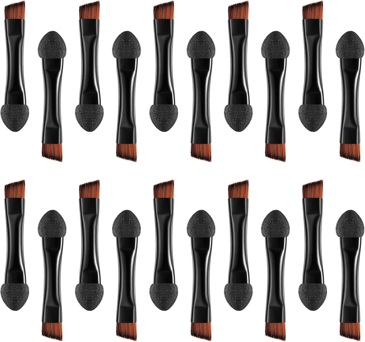 Lurrose Double Sided Eye Shadow Sponge Applicator Eye Brow Make Up Brush Portable Makeup Tool 20pcs (Black)