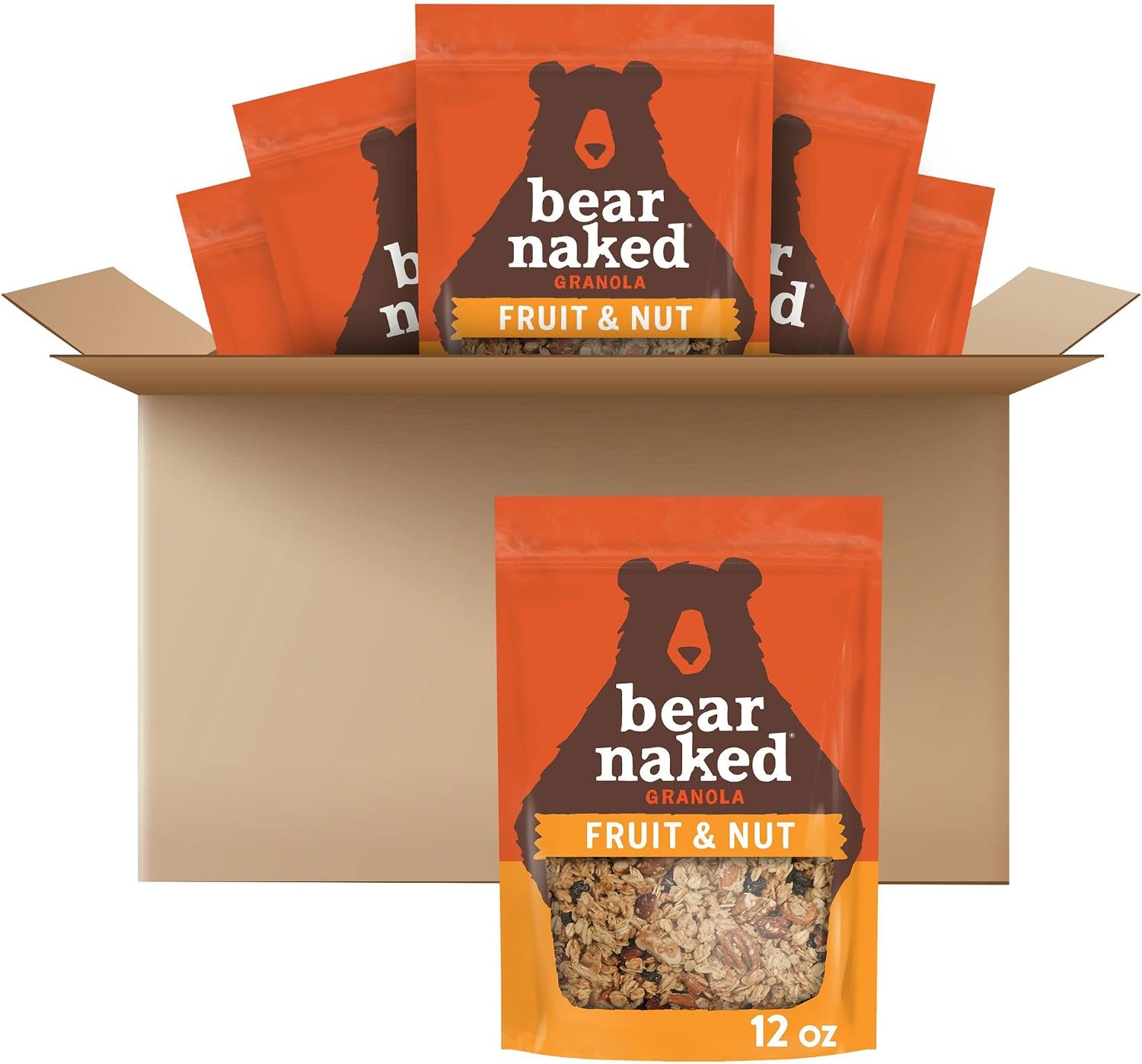Bear Naked Granola Cereal, Whole Grain Granola, Breakfast Snacks, Fruit and Nut Medley (6 Bags)