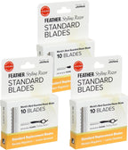 Feather Styling Razor Standard Blades - Professional Hair Cutting Blades for Styling, Shaping, Feathering & Thinning - Stainless Steel Single Edge Guarded Blade - Made in Japan - Refill Pack - 30 Ct