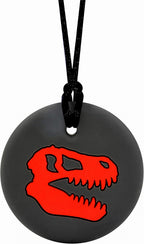 Munchables Dinosaur Skull Sensory Chew Necklace – Chewy Fidget Toy for Adults, Boys and Girls (Red)