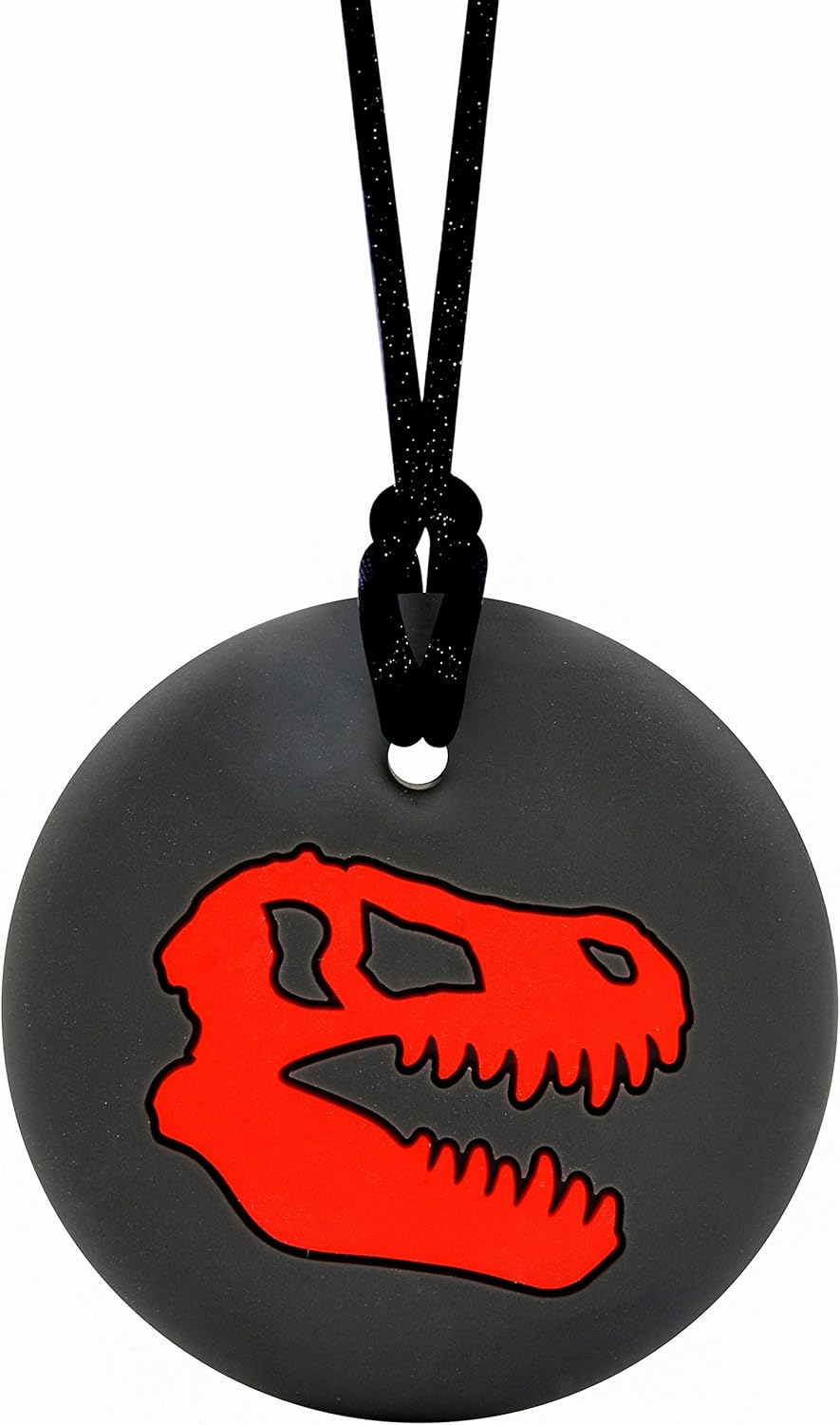 Munchables Dinosaur Skull Sensory Chew Necklace – Chewy Fidget Toy for Adults, Boys and Girls (Red)