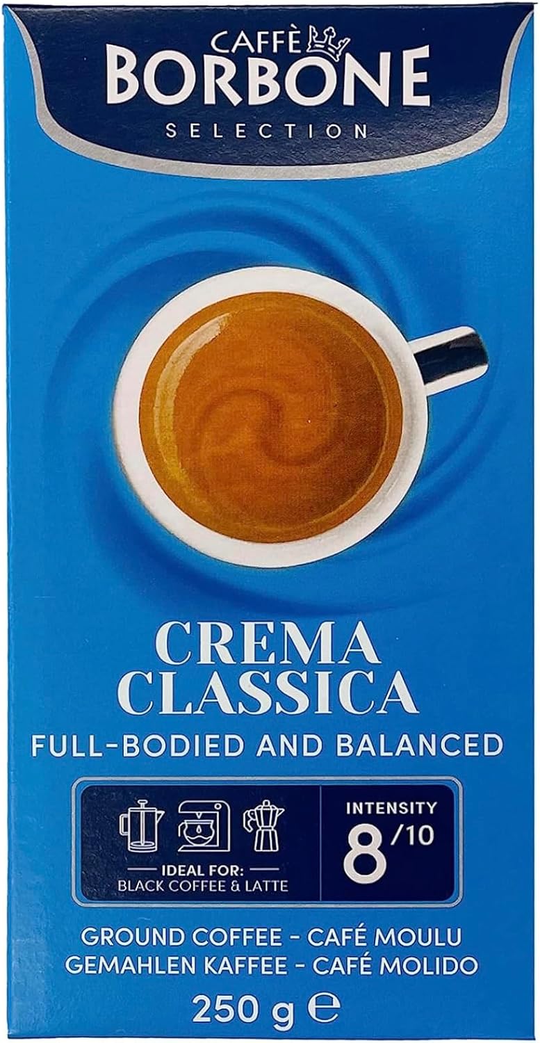 CAFFÈ BORBONE Ground Coffee - 8.8 oz Freshly Roasted Miscela Nobile (Blu) Blend for Espresso Machines Intensity 8.5/10, Strong and Sweet Made in Italy