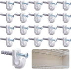 Sfcddtlg 25 Pcs White Down Wall Clips - Wire Shelf Brackets Loop Clips - Closet Maid Support Brackets - Plastic Shelves With Screws and Expansion Tubes for Wire Shelving