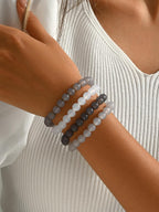 4PCS Natural Stone Beaded Bracelet Set for Women, Stretch Crystal Healing Beads, Stackable Trendy Energy Bracelet.