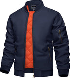 KEFITEVD Men's Bomber Jackets Fall Winter Windbreaker Warm Jacket Full Zip Padded Casual Work Coats