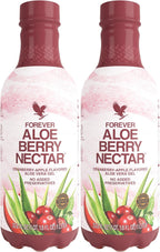 Forever Living - Aloe Berry Nectar - 90.7% Pure Aloe Vera Gel with Cranberries and Apples - No Preservatives - 1L (Pack of 2)