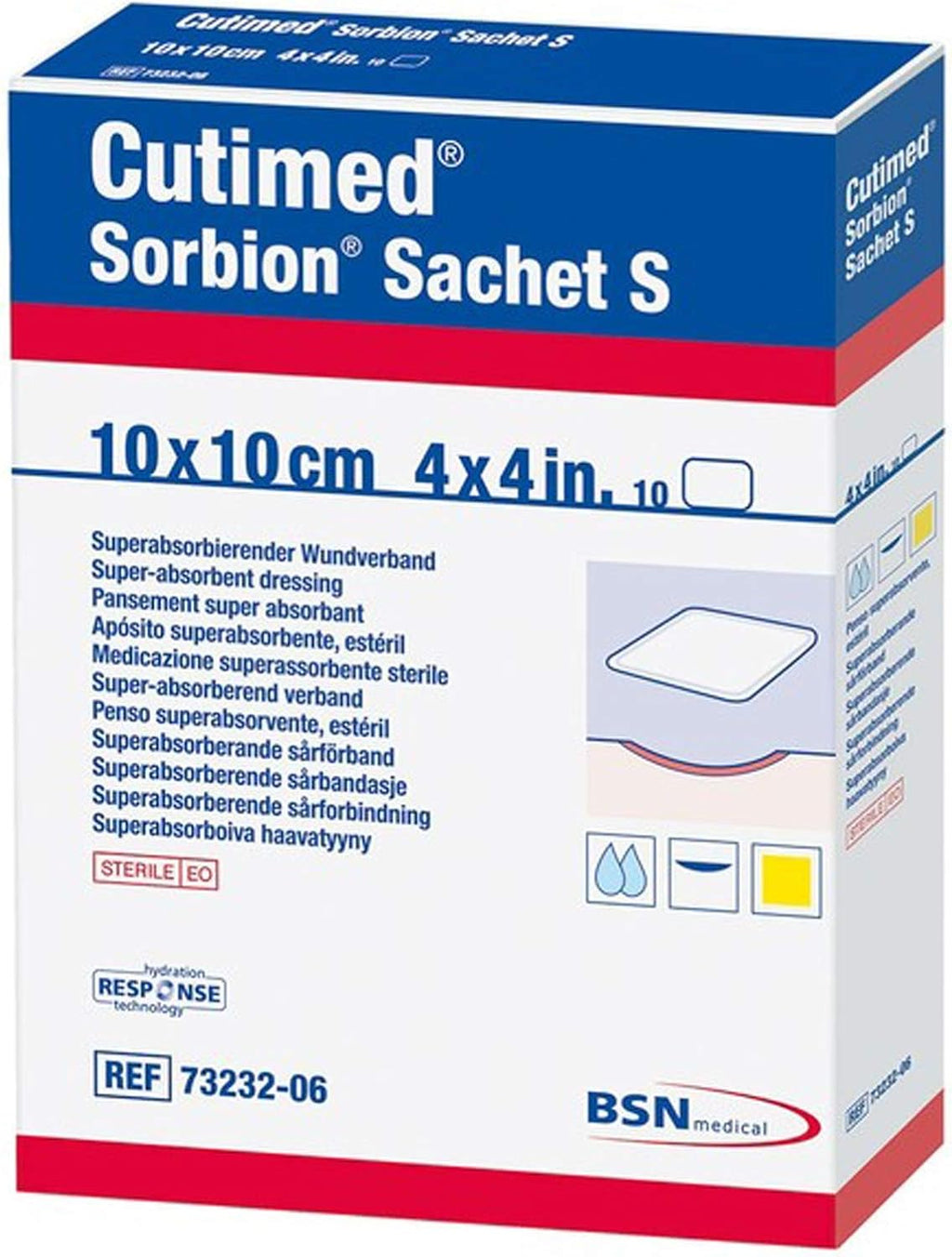 Cutimed Sorbion Sachet S Wound Dressing Cellulose/Gel Forming Polymer 4 X 4 Inch, 7323206 - ONE Single Dressing