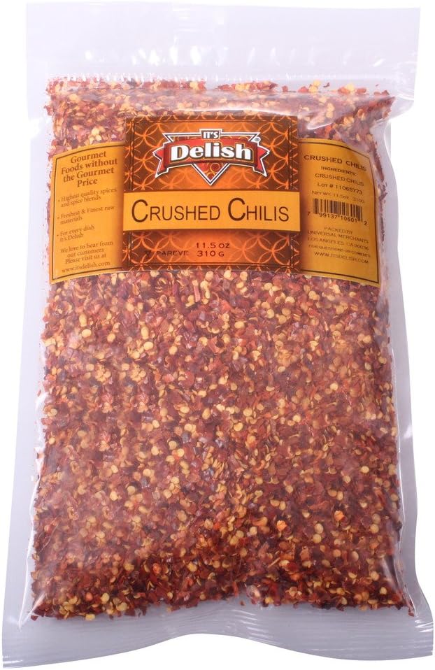 Crushed Chilies Red Pepper Flakes by It's Delish, 5 Lbs Bulk Bag – Dried Crushed Red Hot Chili Peppers – Chopped & Dehydrated Vegetable Gourmet Spice Seasoning – Vegan, Kosher