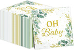 50pcs Eucalyptus Leaf Oh Baby Napkins Greenery Baby Shower Party Supplies Sage Green Luncheon Napkins Disposable Paper Napkins for Baby Shower Boys Girls Kids Table Decorations