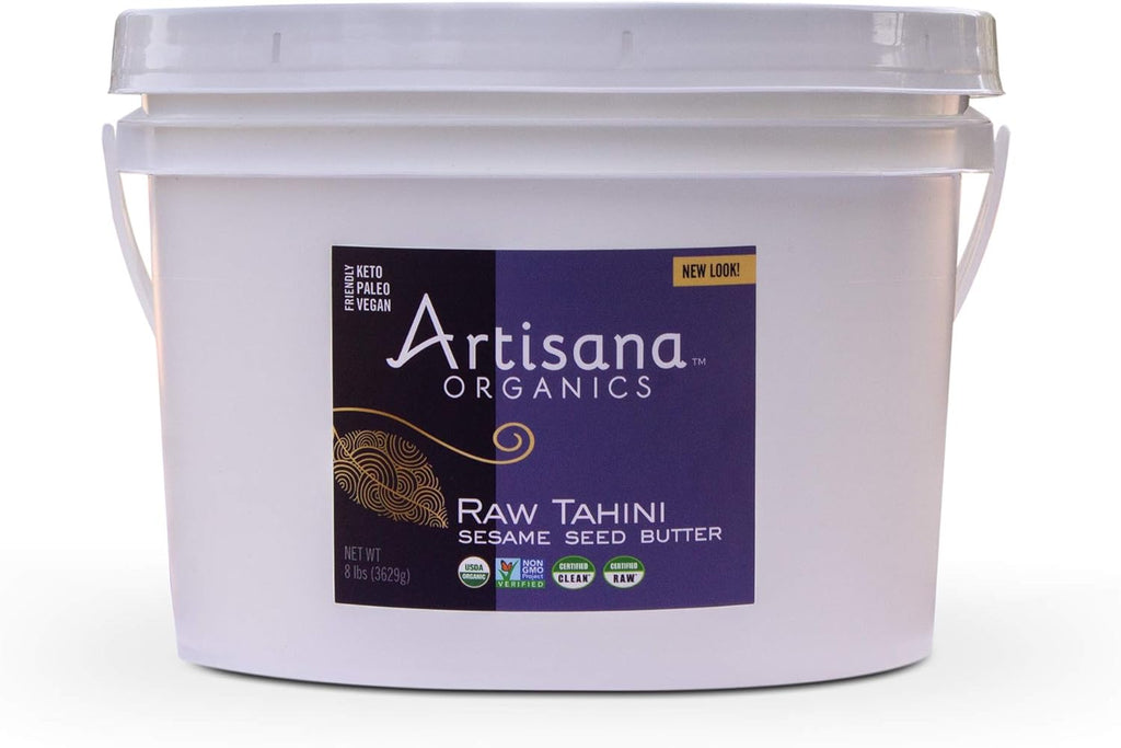 Artisana Organics Raw Tahini Sesame Seed Butter, 8 lbs - Bulk Tahini Sesame Butter, Just One Ingredient, Unroasted, Vegan, Paleo, and Keto Friendly