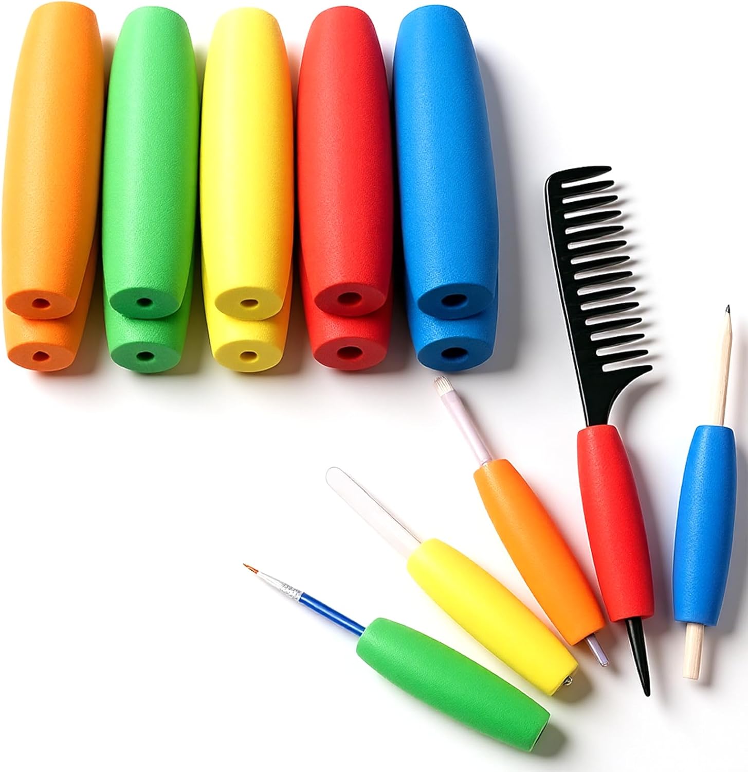 10 Pcs Foam Grip Tubing Handle Built up Tubing Padding Grips No-Cut Utensils Adaptive Grip Pens Foam Tube Cutlery Grips Comfort for Disabled and Elderly