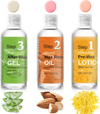 Before And After Waxing Skin Care Kit, Professional Waxing Kit for Women at Home, Pre-Wax Cleanser, Wax Remover Oil, After-Wax Cooling Aloe Vera Gel For Soothing Skin