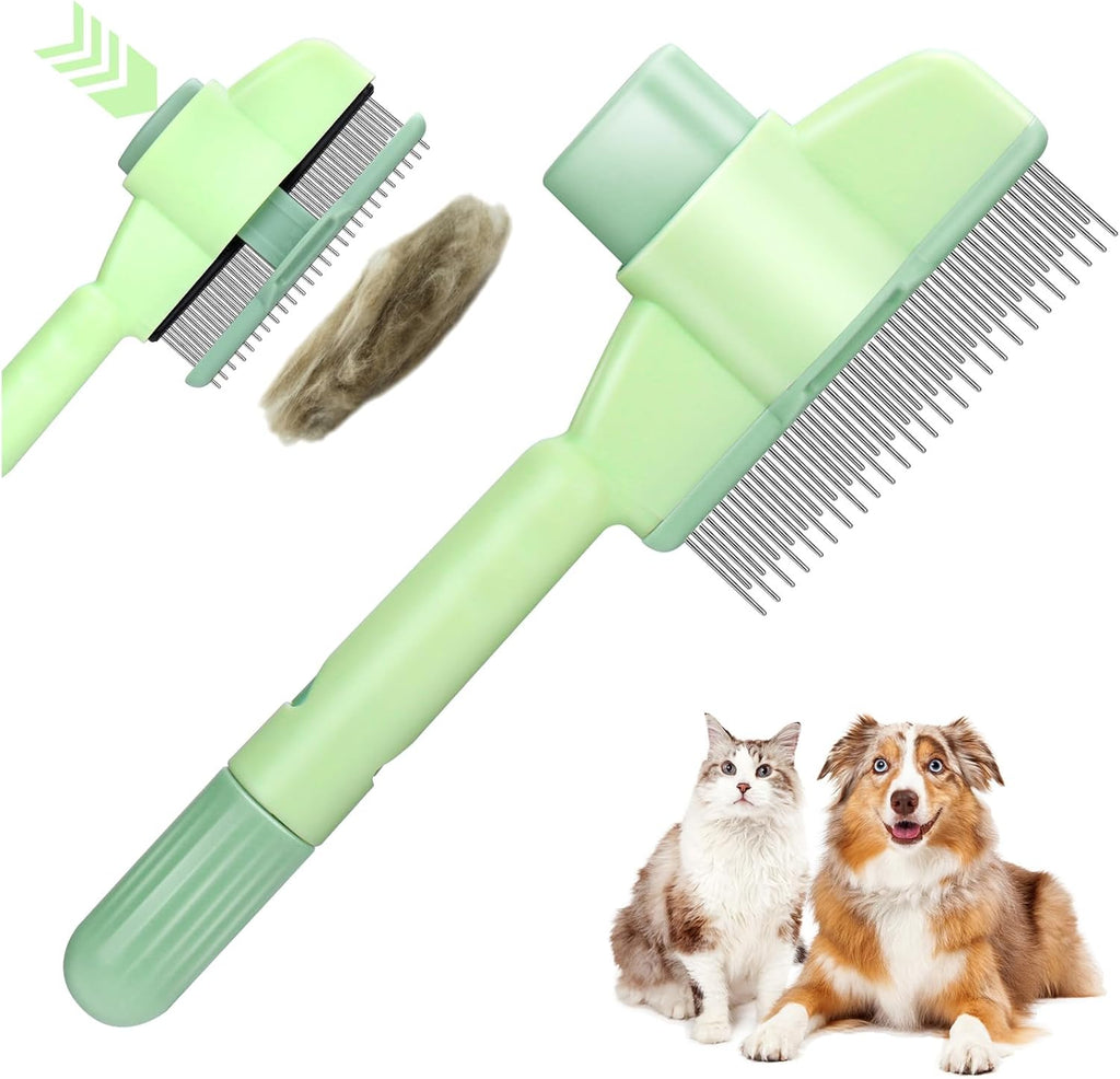 XANGNIER Pet Hair Removal Comb One-Click Self-Cleaning Grooming Brush, De-Shedding Comb for Short & Long Hair, Pet Grooming Supplies for Cats & Dogs