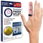 Doctor Developed Finger Splint & Handbook - Trigger Finger, Arthritis, RSI - Fits Ring, Index, Pinky & Middle - 2 sizes (Pink, S/M)