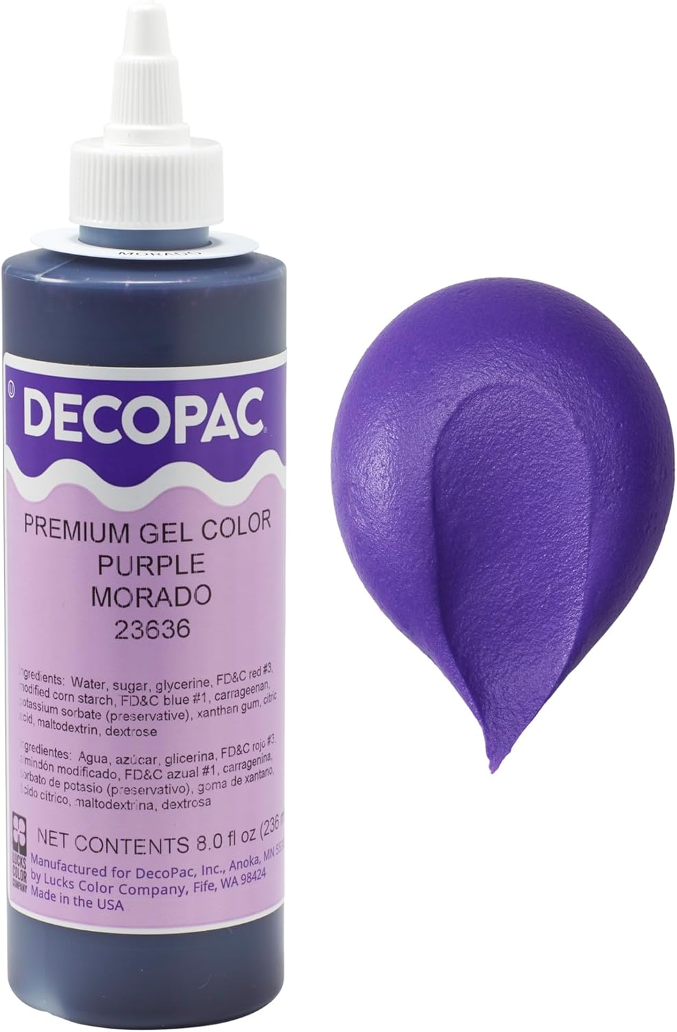DecoPac Premium Gel Food Coloring | Purple Food Coloring For Baking | 8oz | Color Buttercream, Fondant, Frosting & Piping Gel, Food Safe, Highly Concentrated Gel, 8 oz - Purple