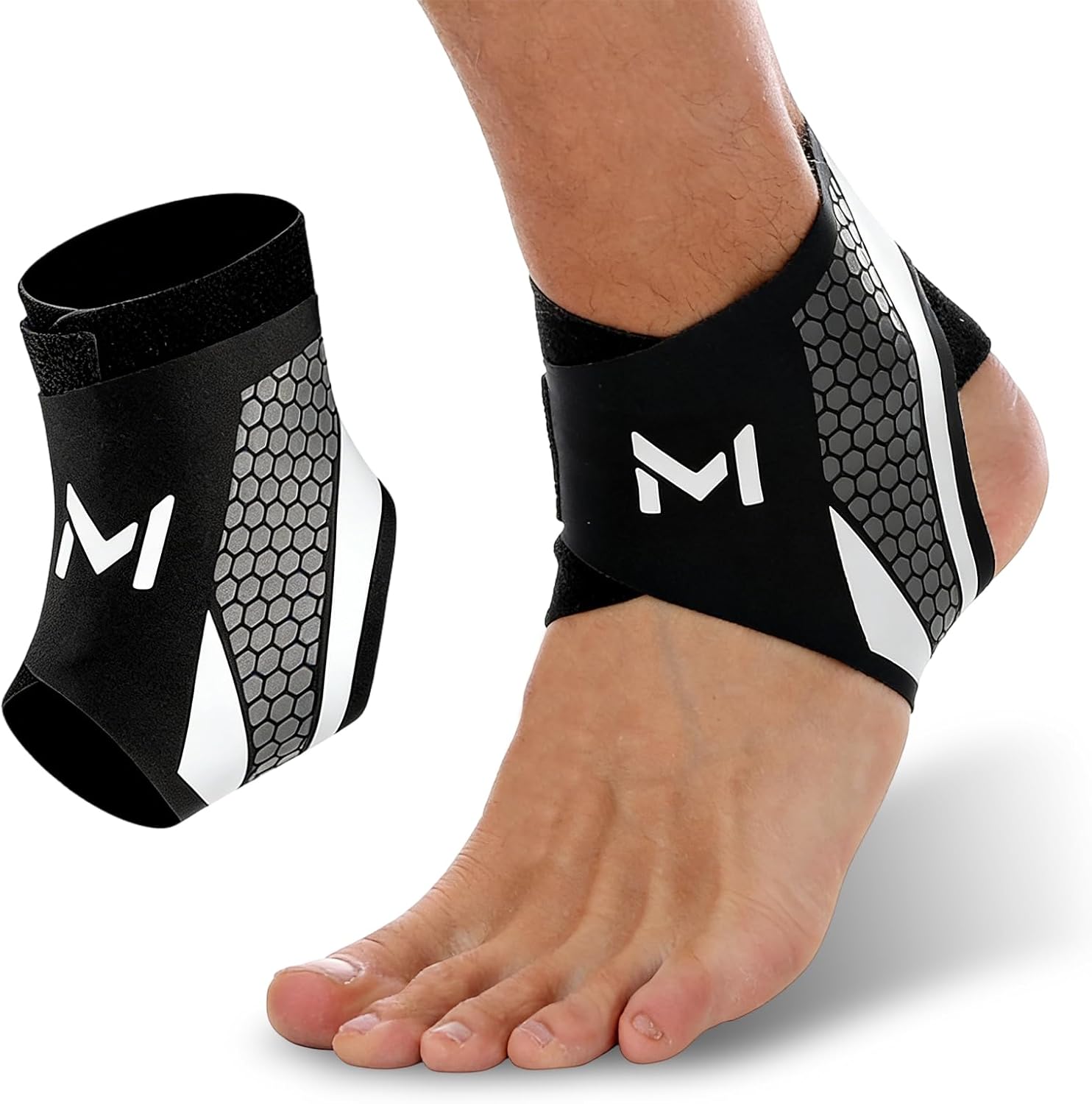 Ankle Brace Compression Support Stabilizer for Men Women, Ankle Support with Adjustable Wrap for Sports Training and Daily Activity, Protection Plantar Fasciitis Relief,Tendonitis,Sprained(Gray)