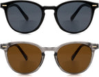 2 Pack Bifocal Reading Sunglasses for Women Men Classic Round Sun Reader Glasses Unisex Outdoor UV400 Protection