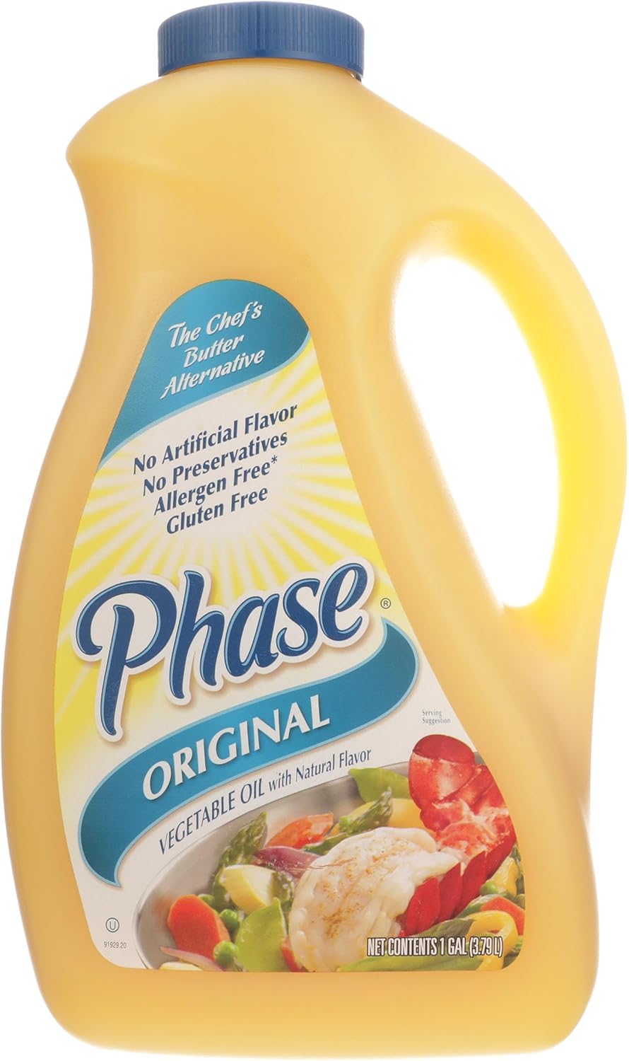 Ventura Foods Phase Original Liquid Butter Alternative - Dairy-Free & Vegan Popcorn Butter Oil - Shelf Stable Vegetable Oil for Sautéing, Grilling - No Gluten or MSG, 1 Gallon