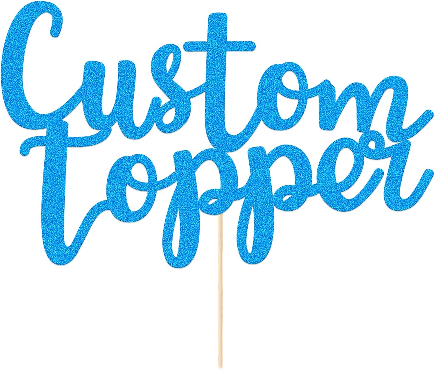 EDSG Custom Cake Topper, Personalized Double Sided Glitter Cake Topper with Any Text Numbers, 11 Colours for Birthday Wedding Anniversary Graduation Baby Shower (Blue)