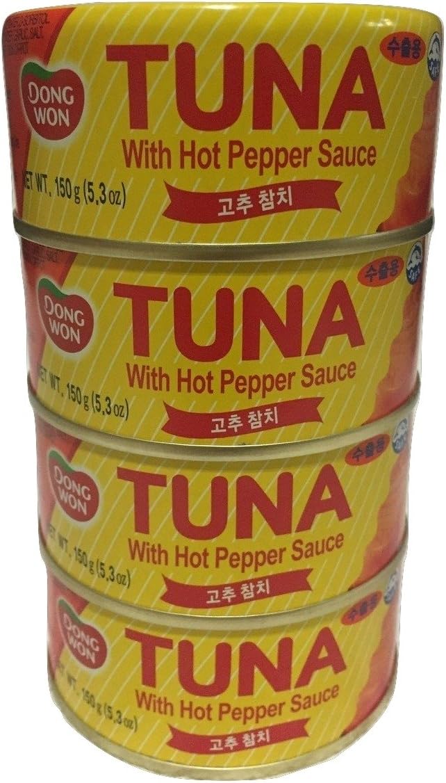 Dongwon, Tuna With Hot Pepper Sauce, 5.29 Ounce 4-cans