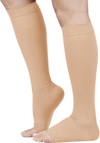 TOFLY® 30-40mmHg Medical Graduated Compression Socks for Men & Women, Open Toe Knee High Compression Socks,Firm Support for Circulation Recovery,Shin Splints,Varicose Veins,Edema,Nursing