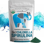 Chlorella Spirulina Powder Organic | Super Greens Powder and Smoothie Mix | Rich in Chlorophyll for Immune Support and Energy | Raw Vegan Protein | Spirulina Chlorella Powder | 50 Servings