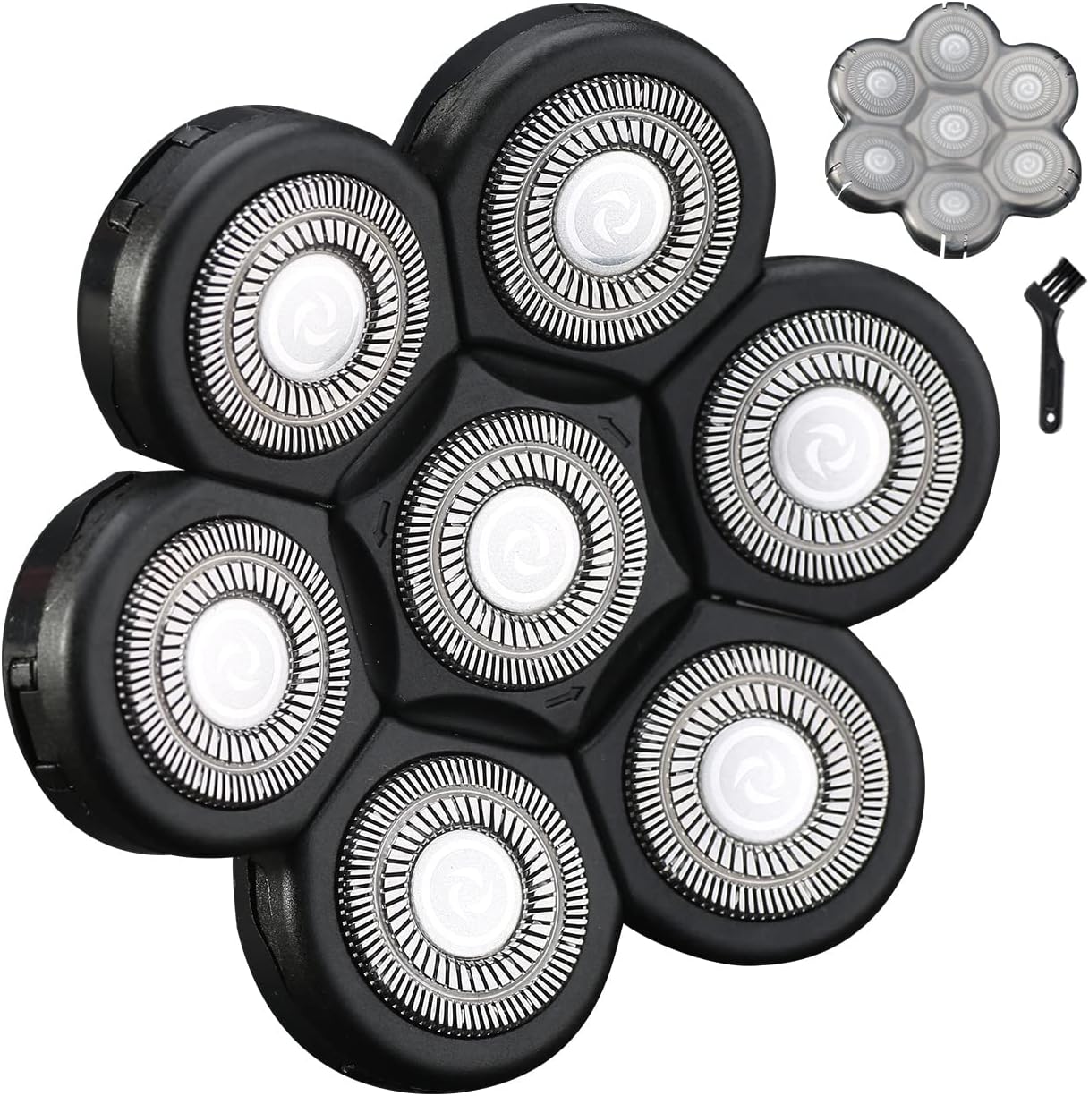 7D Black Electric Razor Replacement Blades - Universal 7 Blade Head Shaver for Men