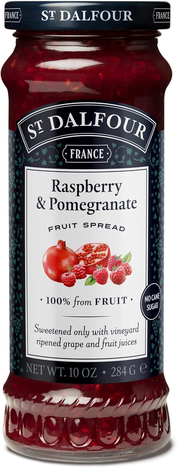 St. Dalfour Raspberry & Pomegranate Fruit Spread - 10oz - 100% from Fruit, No Artificial Ingredients, Non-GMO, No Cane Sugars, All Natural