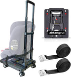 Car Seat Dolly for Airport - CarSeat Roller Cart Wheels for Airplane - Car Seat Travel Cart Carrier with Straps Foldable Luggage Trolley Folding Hand Truck (Black)