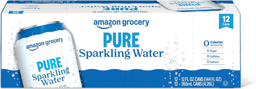 Amazon Grocery, Sparkling Water, Pure, 12 Fl Oz, 12 Cans