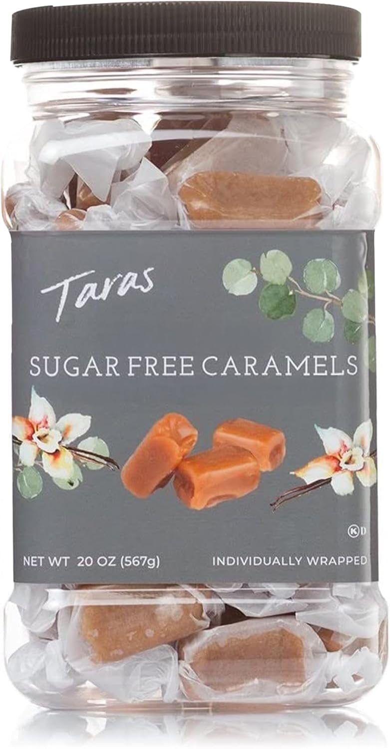 Taras Gourmet Sugar Free Caramels | All Natural Candy | Creamy & Individually Wrapped with Real Butter (20 oz)