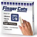 Evridwear Cotton Finger Cots Cotton Cushion 20PCS for Cracked Skin, Eczema, Calluses, Moisture Wicking, Finger Protection for Men & Women (Short Length)