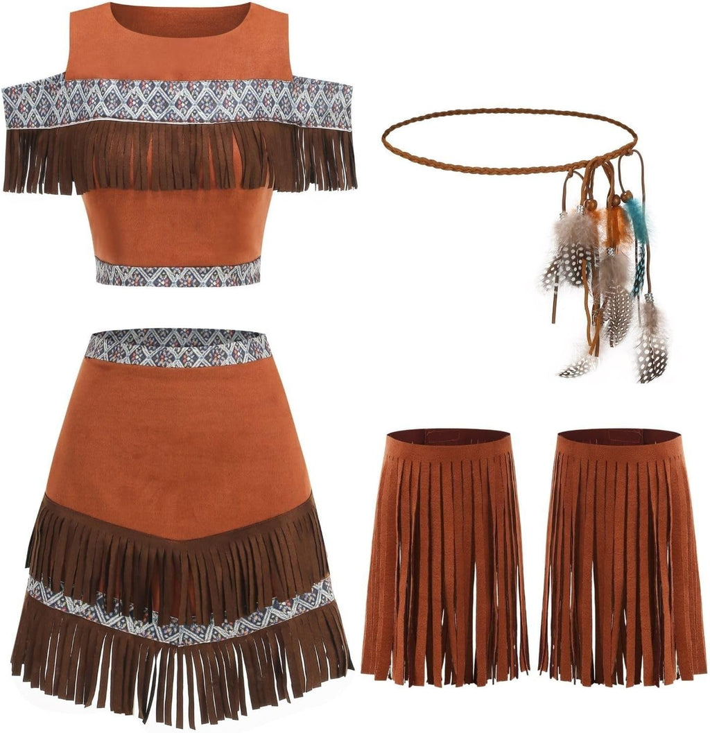 Adult Native American Costume Indian Tribal Clothing Women Halloween Cosplay