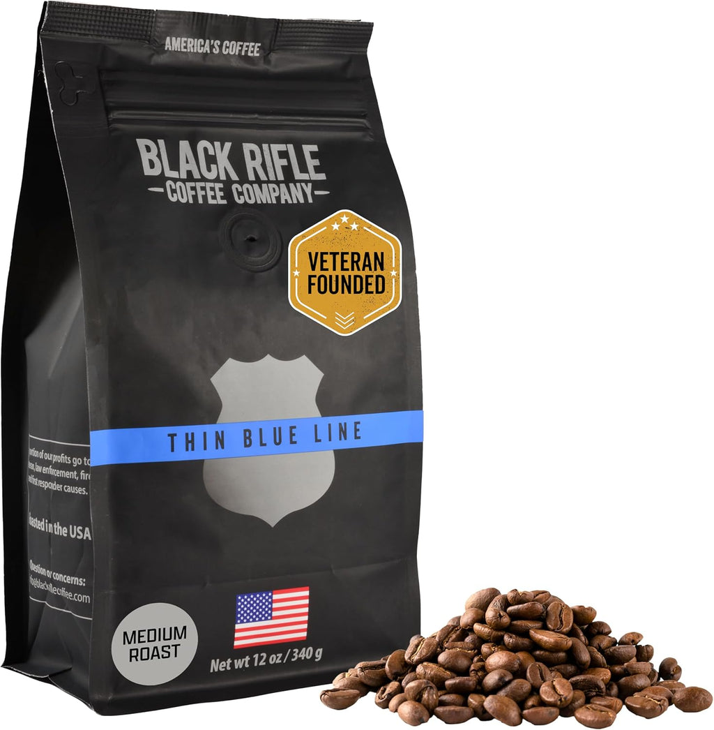 Black Rifle Coffee Company Thin Blue Line, Medium Roast Whole Coffee Beans, 12 OZ Bag