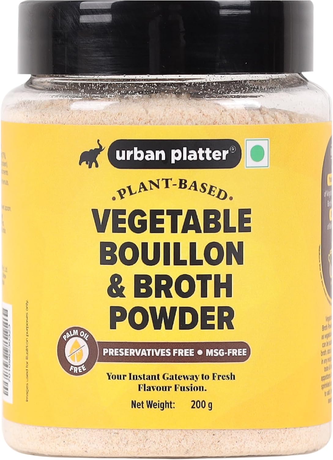 Urban Platter Vegetable Bouillon & Broth Powder | 7.05 Oz (200g) | Vegetable Stock to Your Favorite Soups, Stews, Sauces & Risottos | Gourmet Broth Powder | Low Calories | No Animal Content